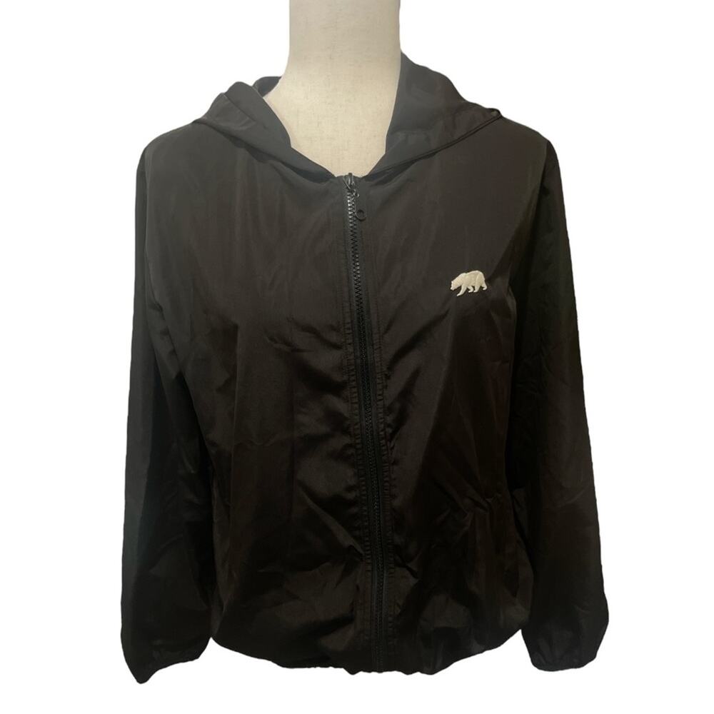 Brandy Melville Black Poly Hooded Wind Breaker M
